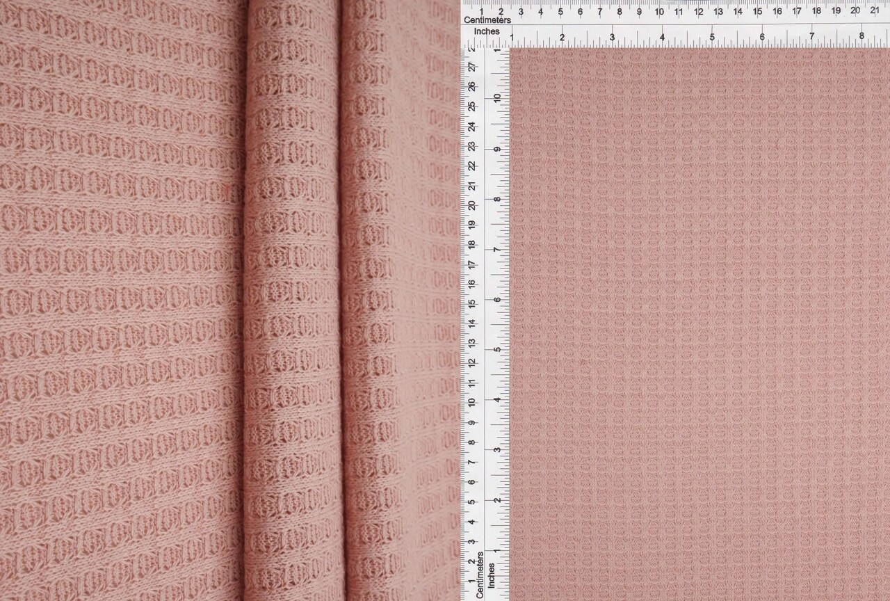 1 Yard Waffle Solid Knit Fabric Soft Stretch Textured Material 58/60" Wide